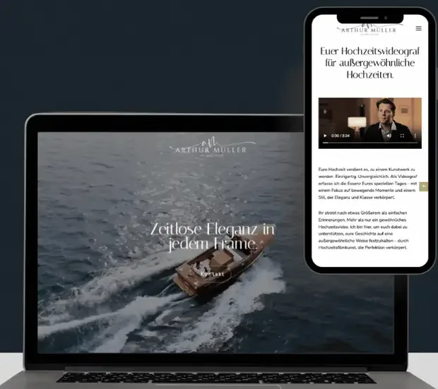 Website von Arthur Müller Hochzeitsvideo — Startseite (von Jan Philipps umgesetzt)