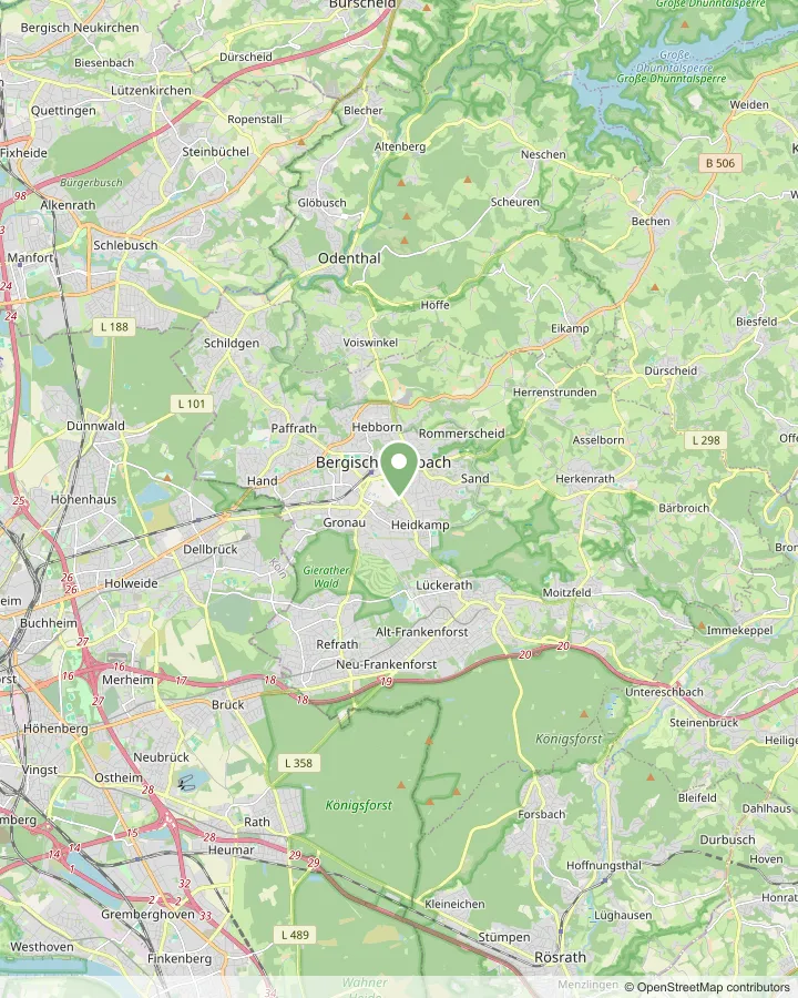 Karte: Einsatzgebiet Bergisch Gladbach und Umgebung