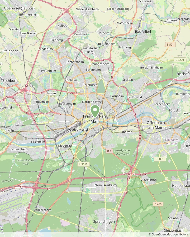 Karte: Einsatzgebiet Frankfurt am Main und Umgebung