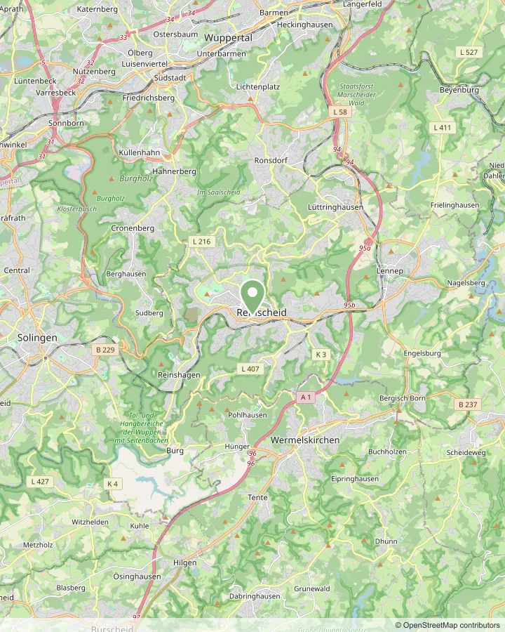 Karte: Einsatzgebiet Remscheid und Umgebung