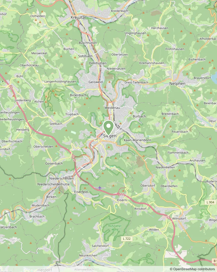 Karte: Einsatzgebiet Siegen und Umgebung