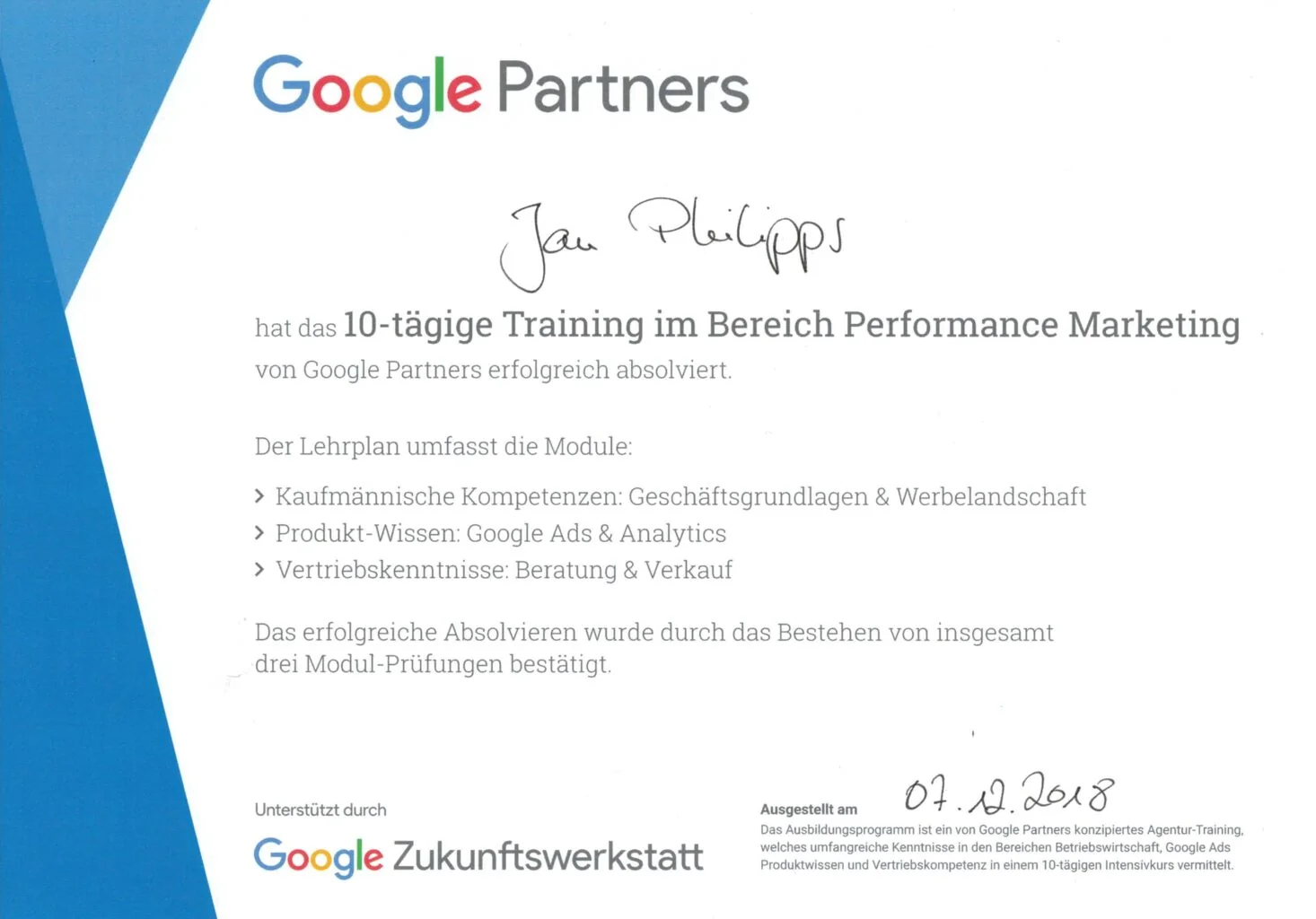 Google Partners Weiterbildung