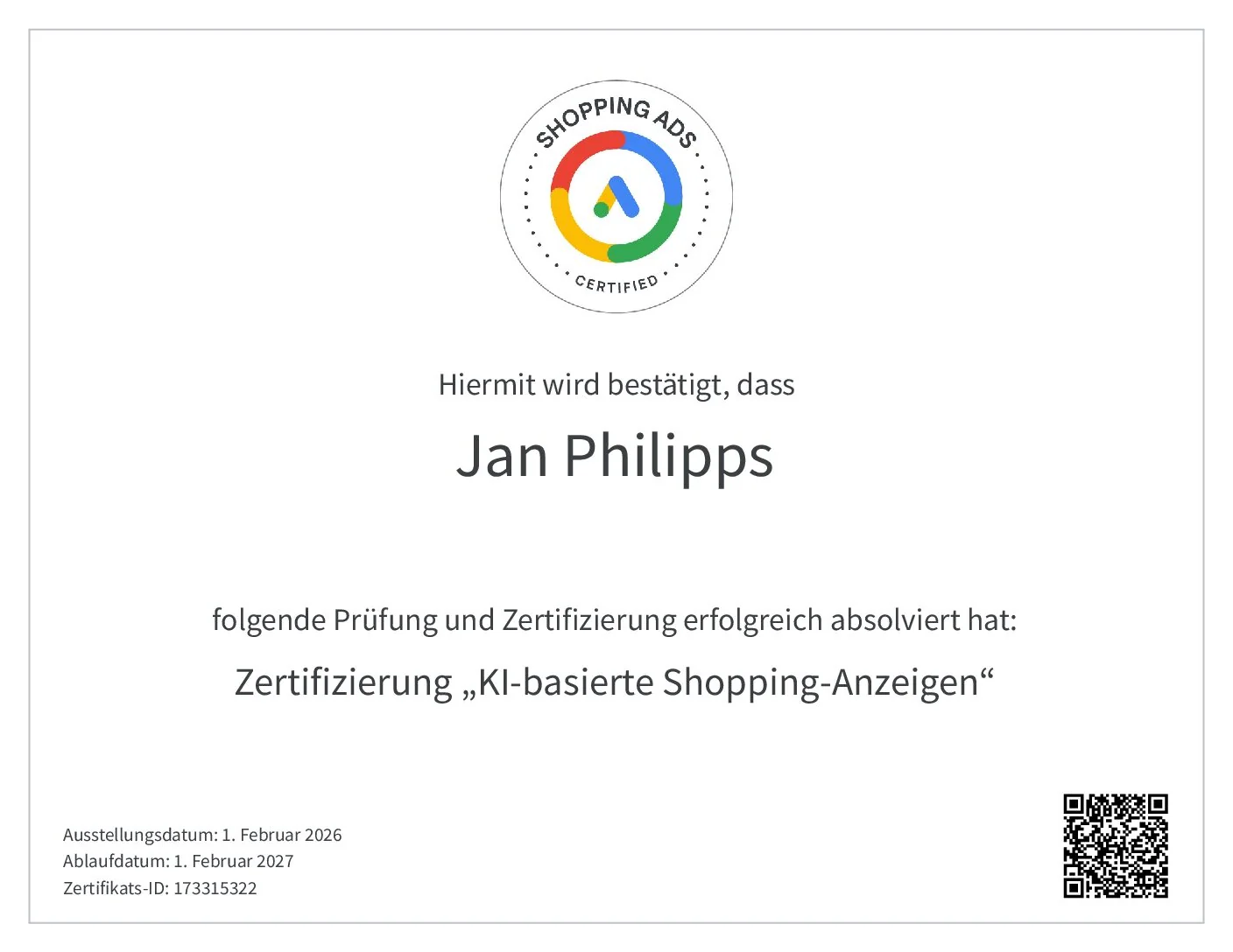 Google Ads Zertifikat – Shopping Ads