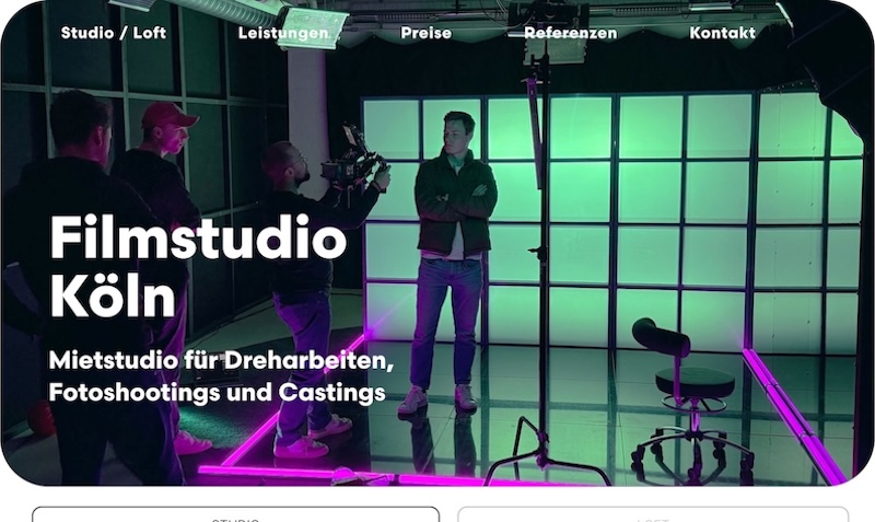 Webdesign für Filmstudio Köln